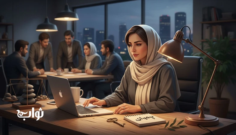 تصویر یک کارآفرین ایرانی در حال تصمیم گیری اخلاقی در کسب وکار؛ نمایی از «ثواب کارآفرین» در مجله ثواب