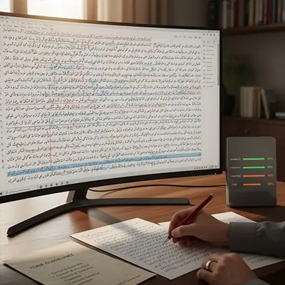 تحلیل و بازنویسی متن فارسی روی نمایشگر بزرگ در محیط پژوهشی، مجله ثواب | تحریریه اثرماندگار ثواب